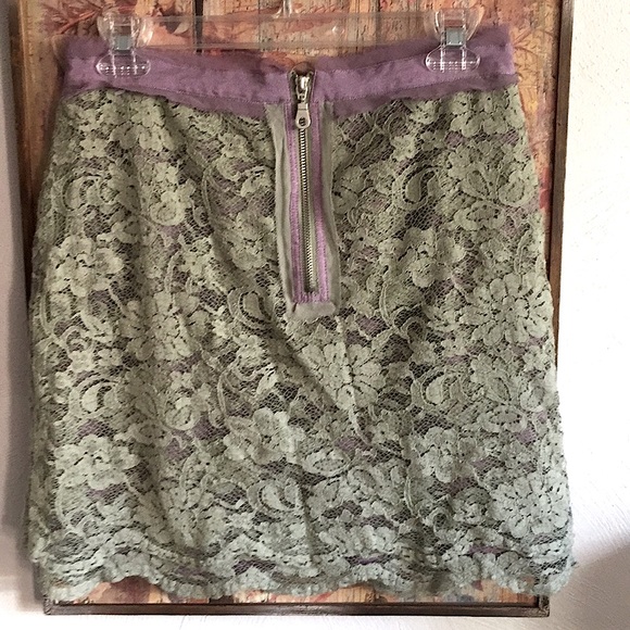 F21 COLLECTION NY SAGE LACE MINI SKIRT L M - Picture 12 of 16